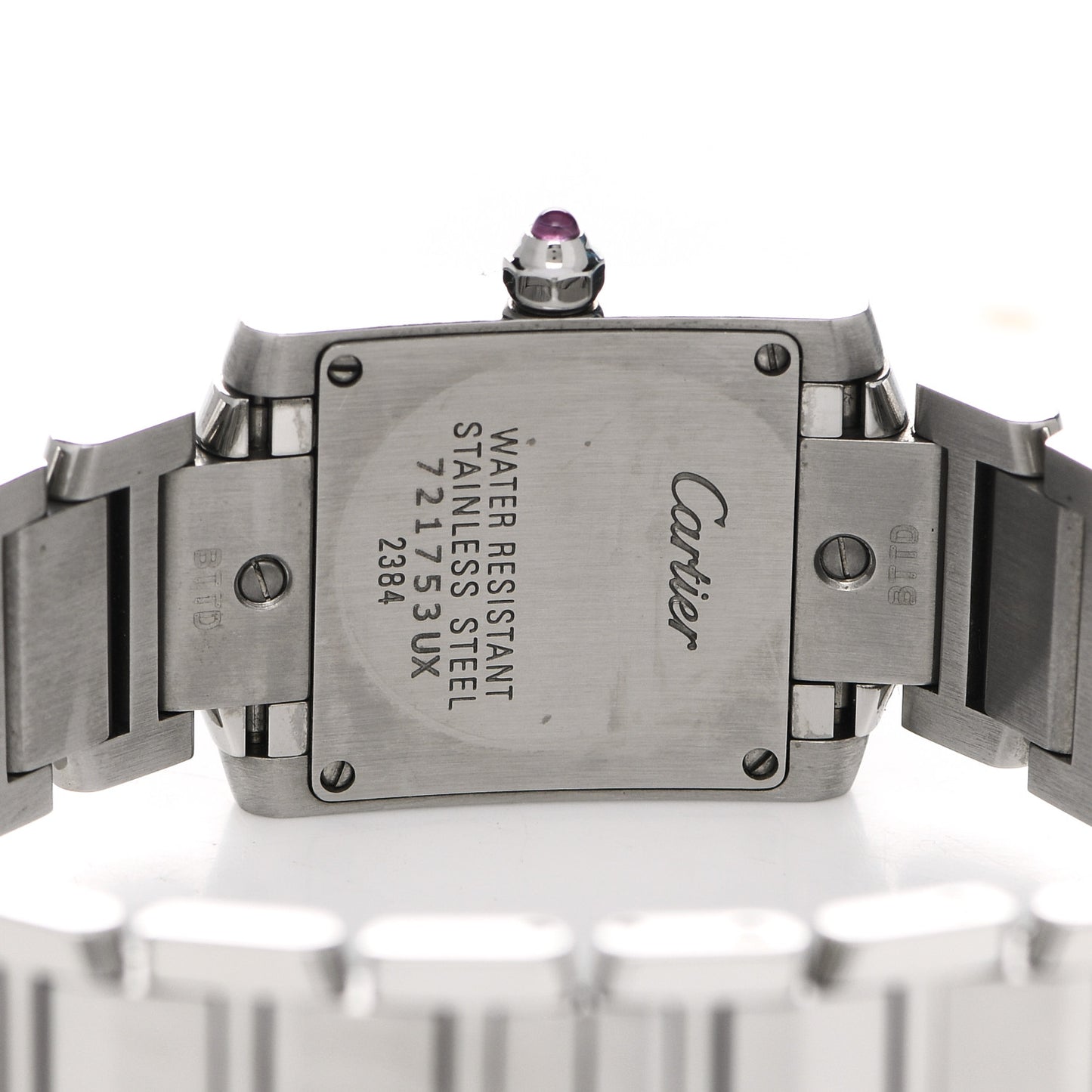 Stainless Steel Pink Mother of Pearl 20mm Tank Francaise Quartz Watch