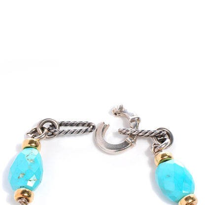 David Yurman Sterling Silver and 18k Gold Turquoise Figaro Bracelet 4 of 5