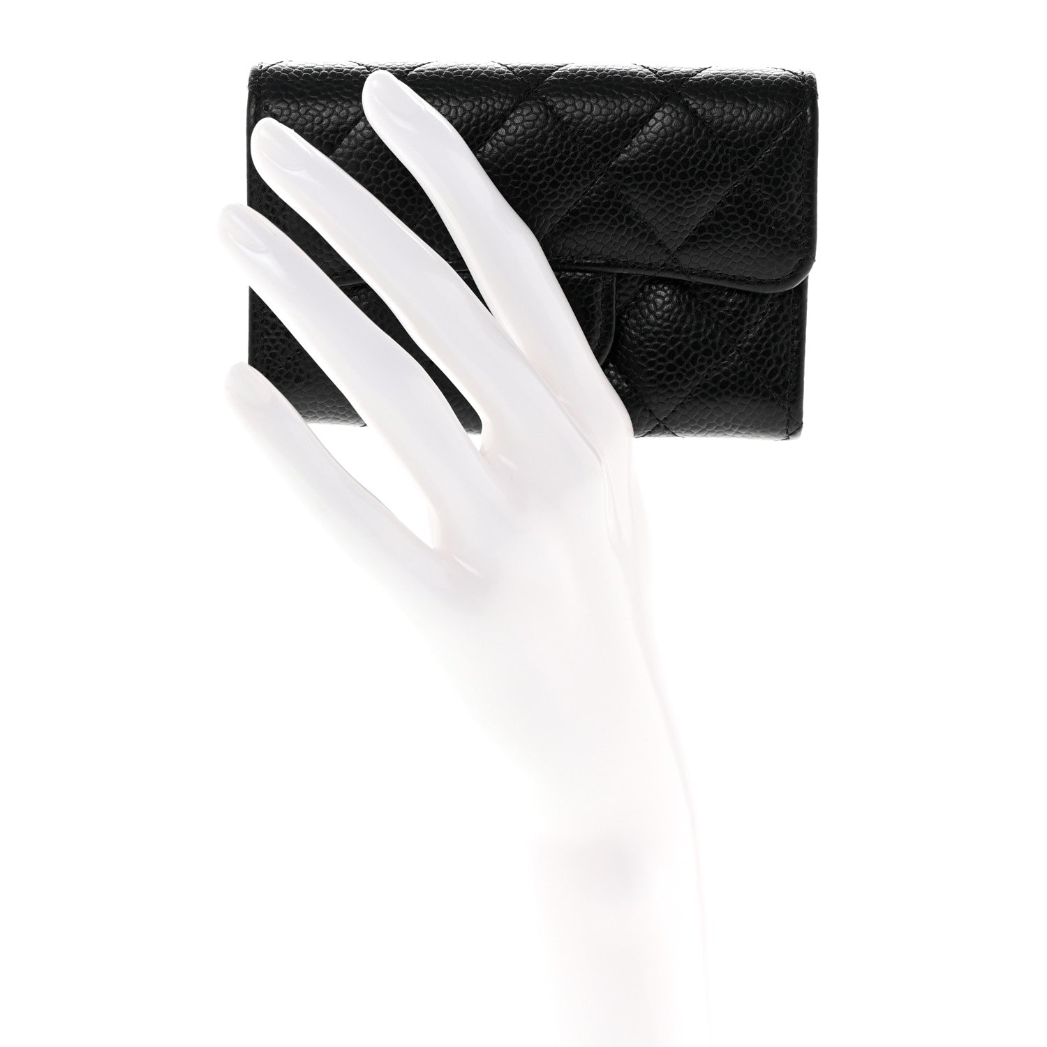 Chanel Caviar Quilted Flap Card Holder Wallet Black 2 of 9