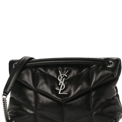 Saint Laurent Lambskin Quilted Small Loulou Puffer Monogram Chain Satchel Black 8 of 13
