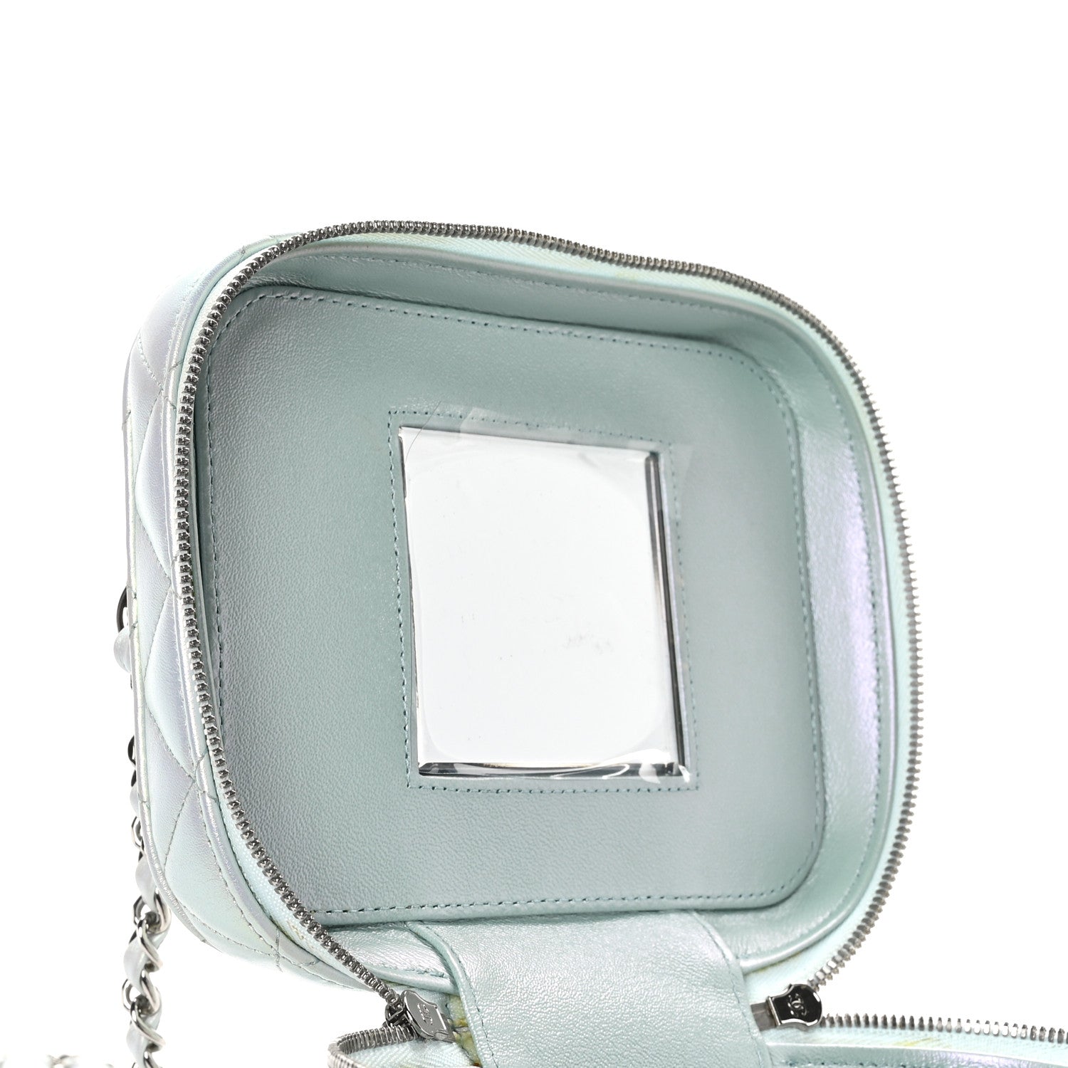 Chanel Iridescent Calfskin Quilted Small Top Handle Vanity Case With Chain Blue 5 of 12