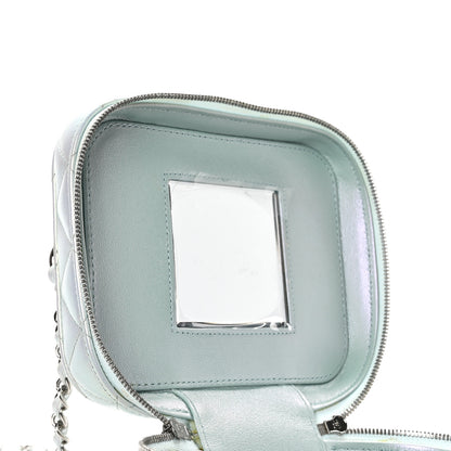 Chanel Iridescent Calfskin Quilted Small Top Handle Vanity Case With Chain Blue 5 of 12