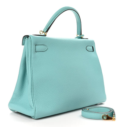 Hermes Togo Kelly Retourne 32 Bleu Atoll 3 of 10