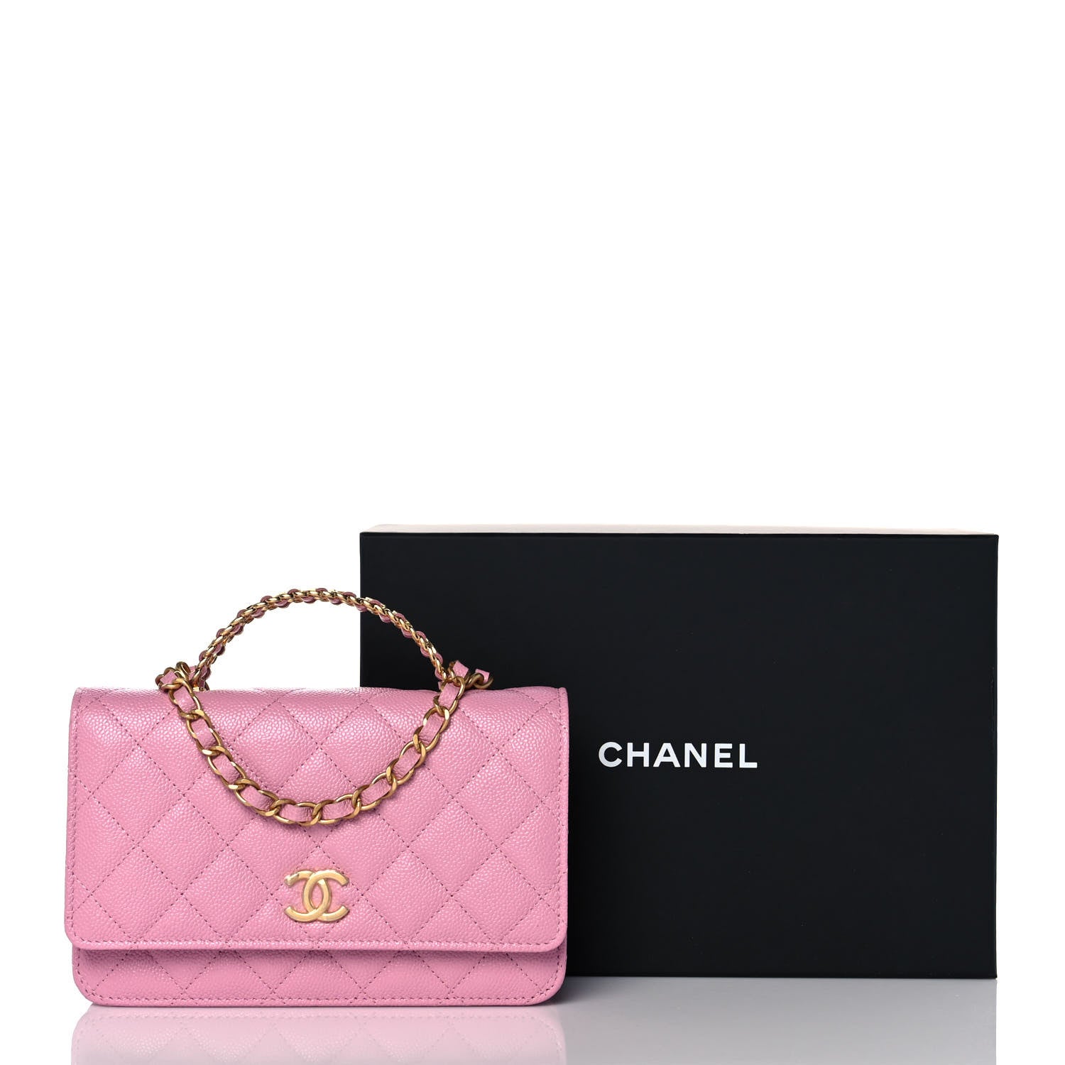 Chanel Shiny Caviar Quilted Pick Me Up Wallet On Chain WOC Pink 11 of 11