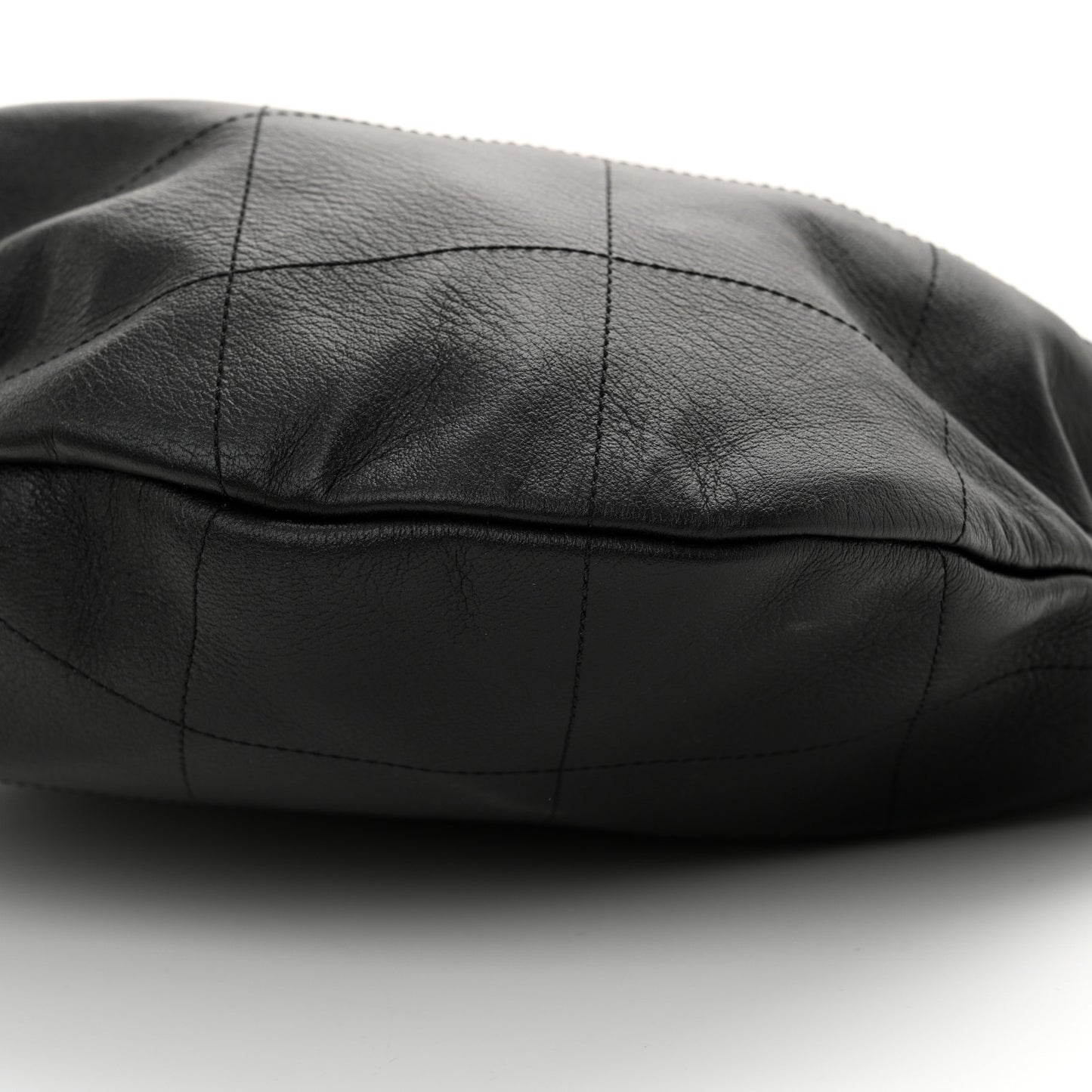 Calfskin Quilted Maxi Chain Hobo Black