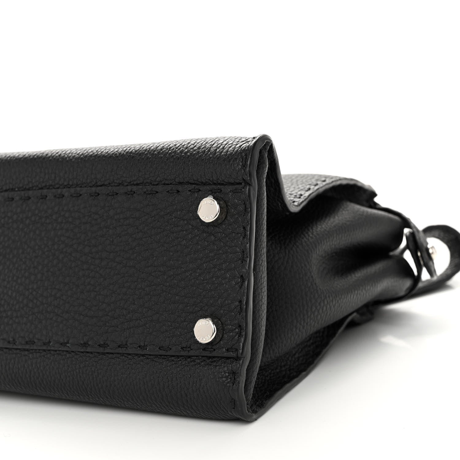 Fendi Cuoio Romano Selleria Bi-Color Medium Peekaboo Iconic Satchel Black Mou 10 of 10