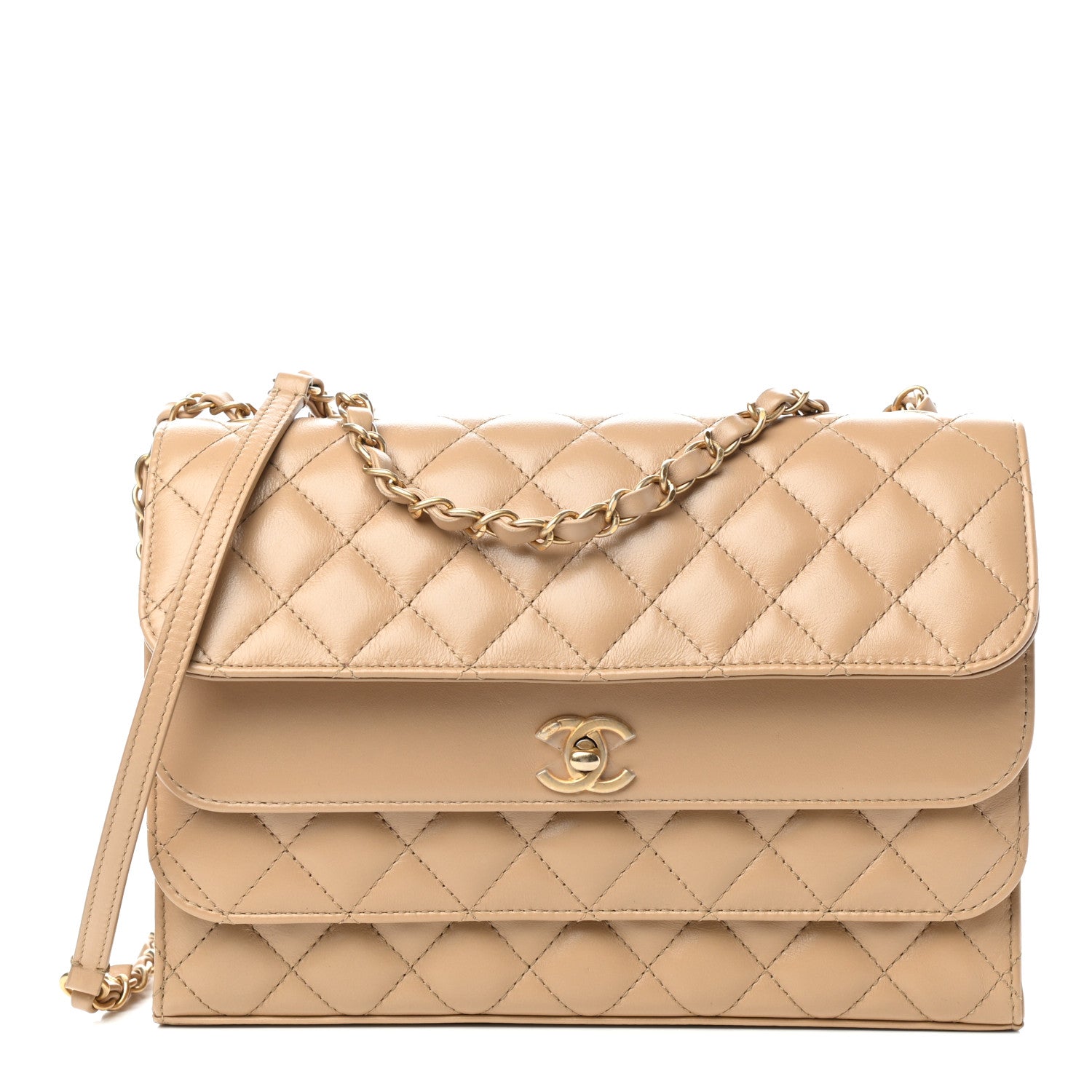 Chanel Calfskin Quilted Medium Triple Flap Beige 1 of 11