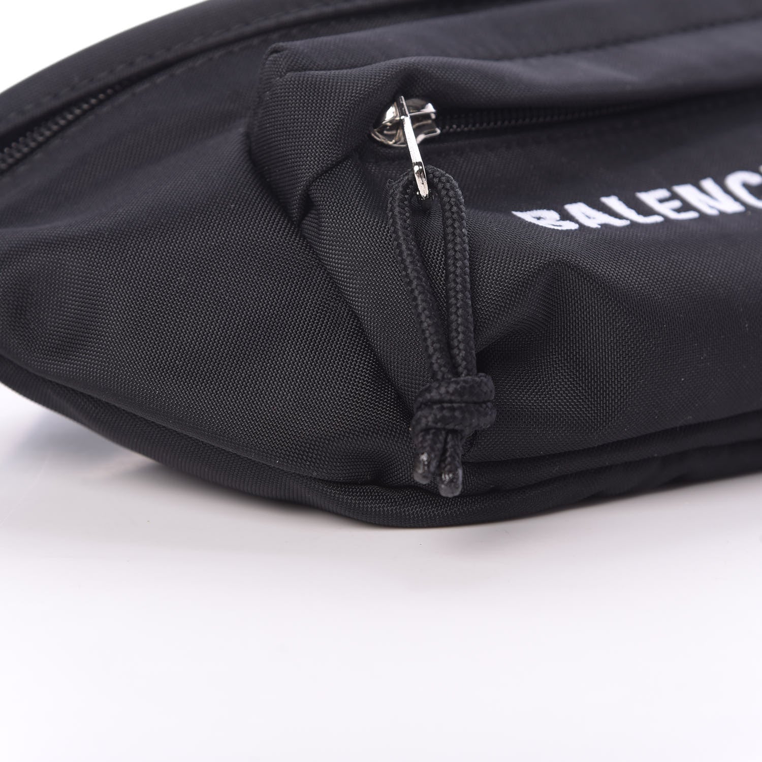 Balenciaga Sport Nylon Logo Embroidered Wheel Belt Bag Black White 9 of 10