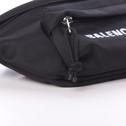 Balenciaga Sport Nylon Logo Embroidered Wheel Belt Bag Black White 9 of 10
