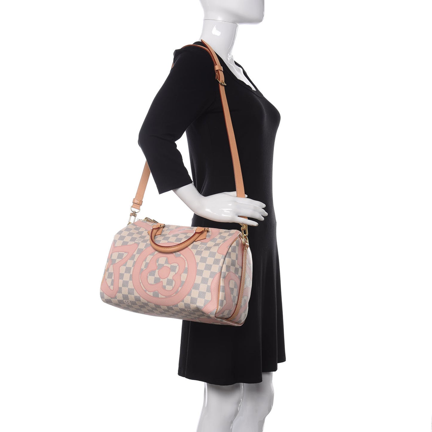 Damier Azur Tahitienne Speedy Bandouliere 30 Rose Ballerine