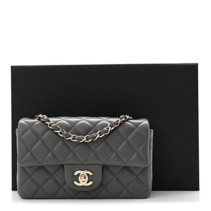Chanel Lambskin Quilted Mini Rectangular Flap Dark Grey 12 of 12