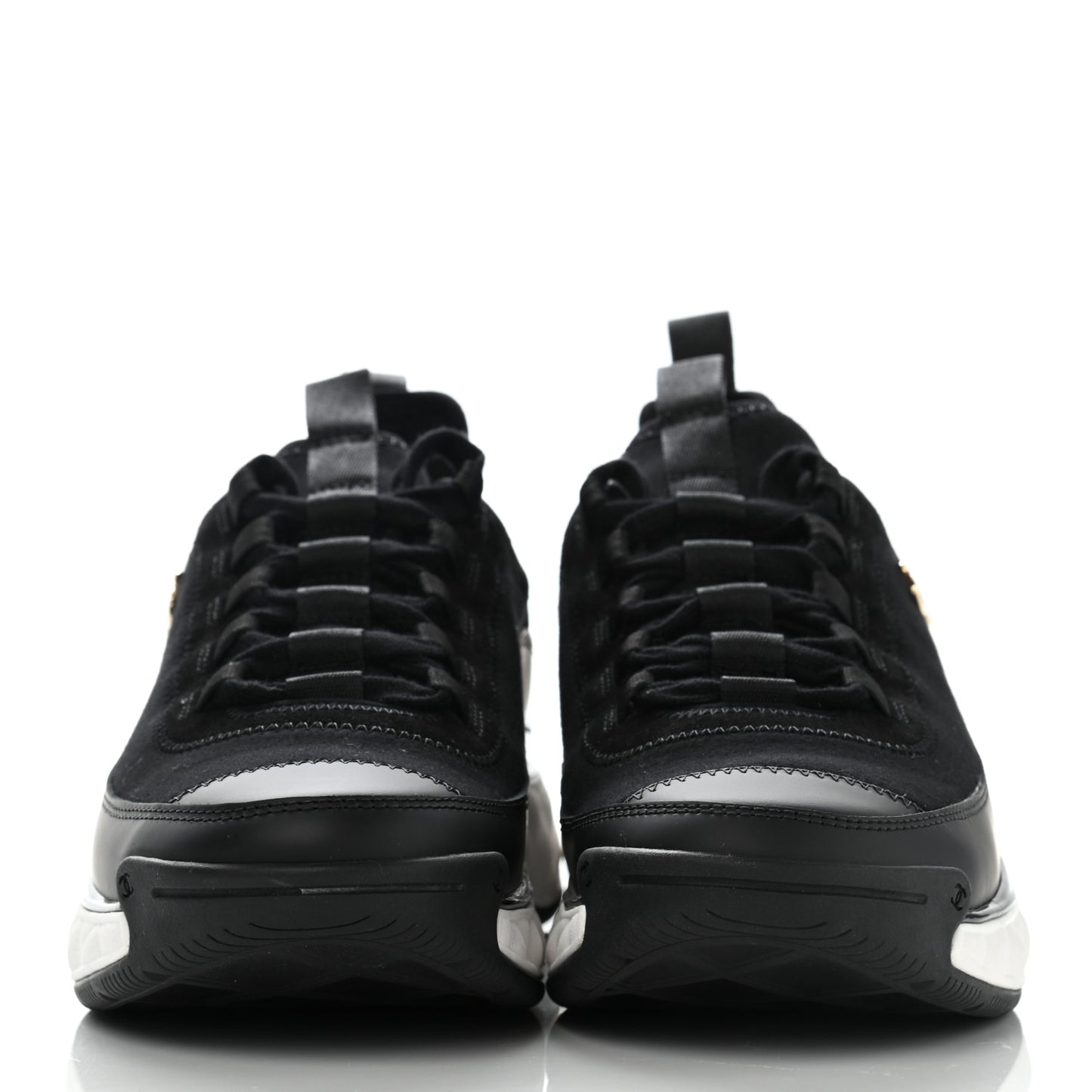 Velvet Calfskin Mixed Fibers CC Sneakers 38 Black
