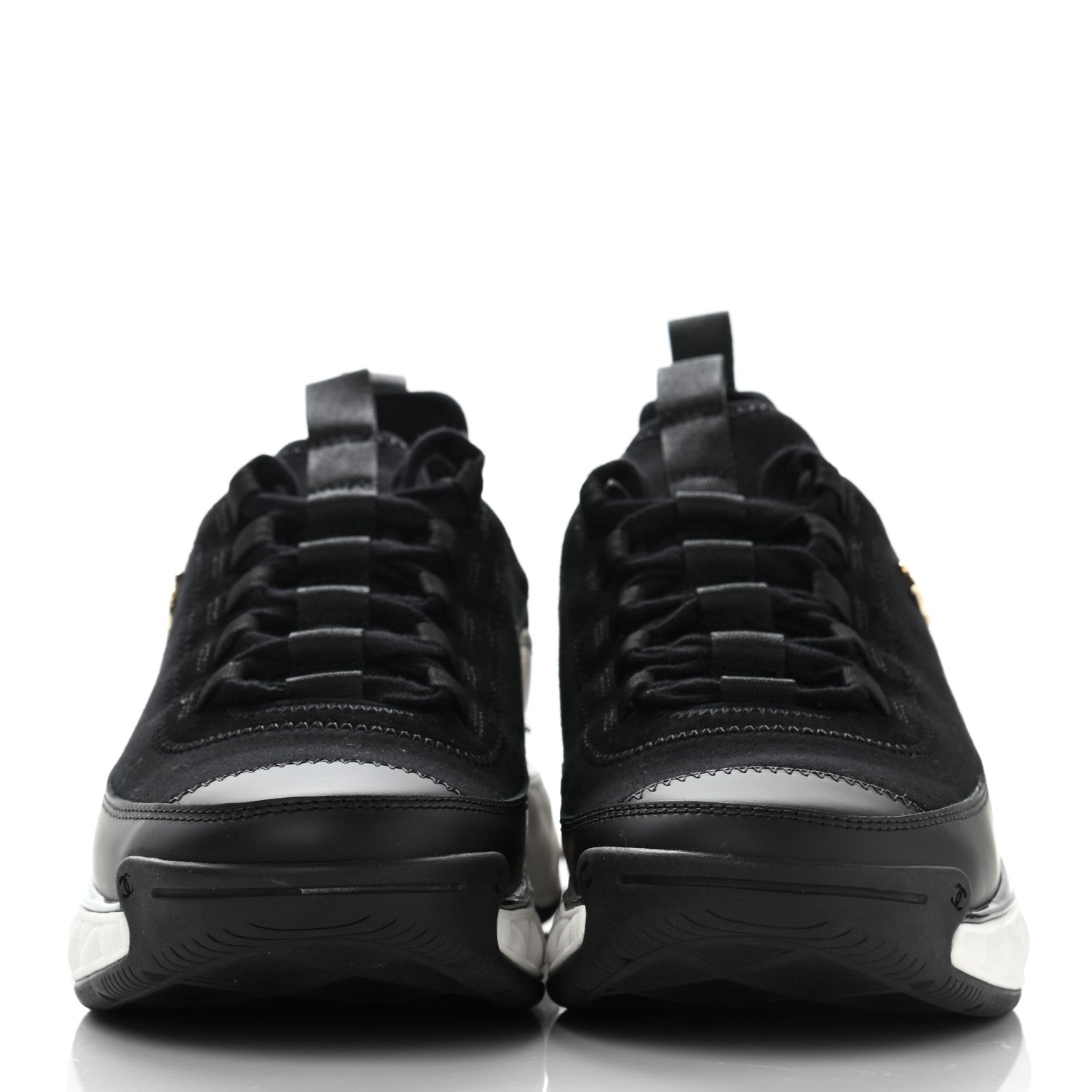 Chanel Velvet Calfskin Mixed Fibers CC Sneakers 38 Black 2 of 9