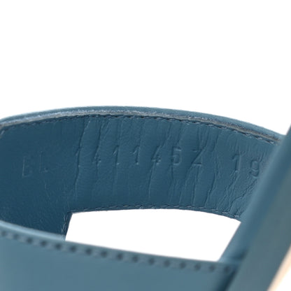 Hermes Calfskin Oran Sandals 37.5 Bleu Dorset 7 of 10