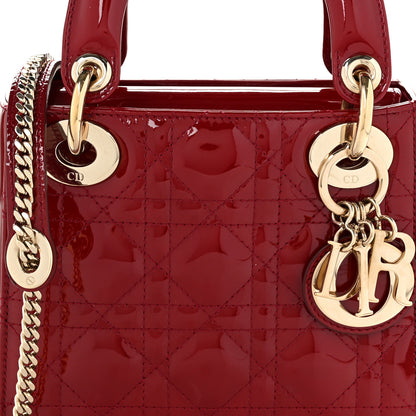 Christian Dior Patent Cannage Mini Lady Dior Red 8 of 10