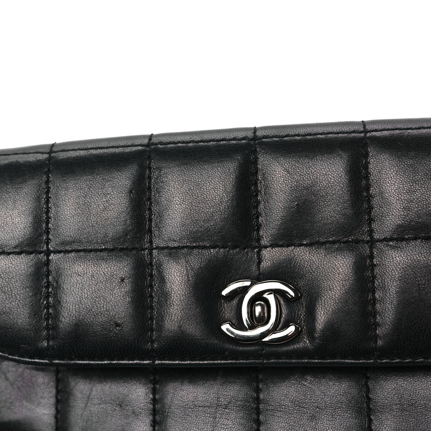 Lambskin Chocolate Bar Quilted Lambskin 3 Chain Flap Black