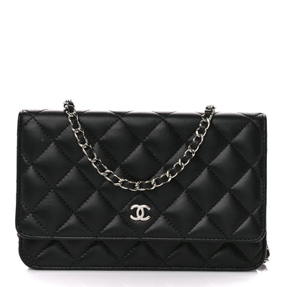 Chanel Lambskin Quilted Wallet On Chain WOC Black 1 of 13