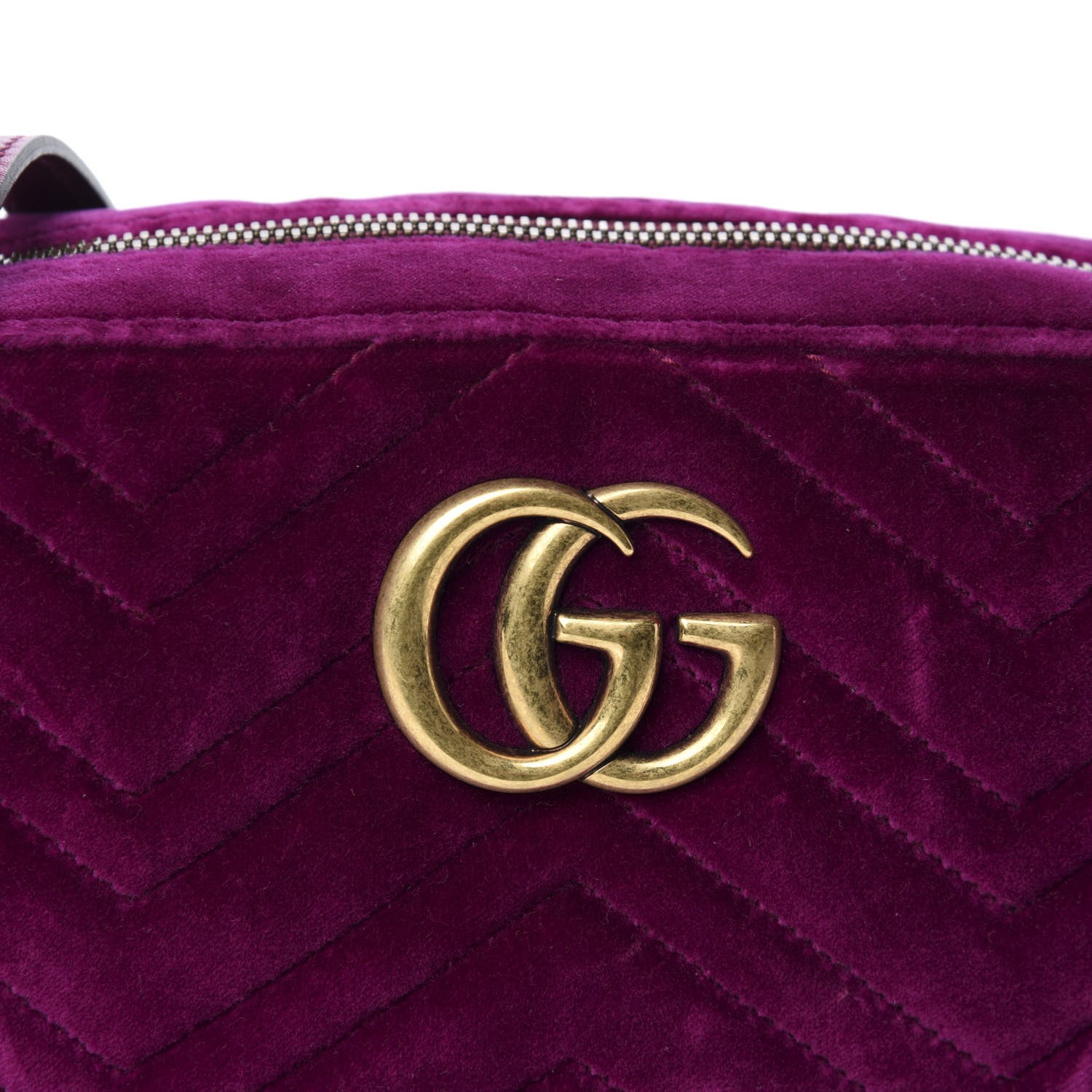 Gucci Velvet Matelasse Small GG Marmont Chain Shoulder Bag Fuchsia Violet Cyclamen 10 of 11