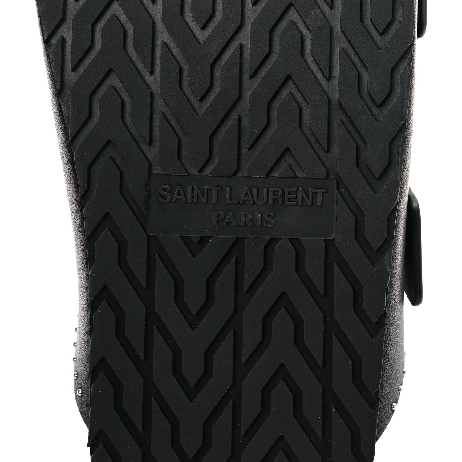 Saint Laurent Calfskin Studded Jimmy Cross Slides 37.5 Black 6 of 9