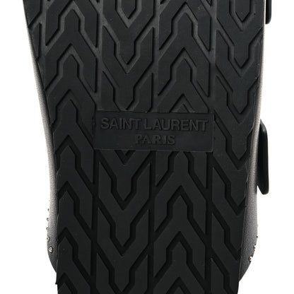 Saint Laurent Calfskin Studded Jimmy Cross Slides 37.5 Black 6 of 9