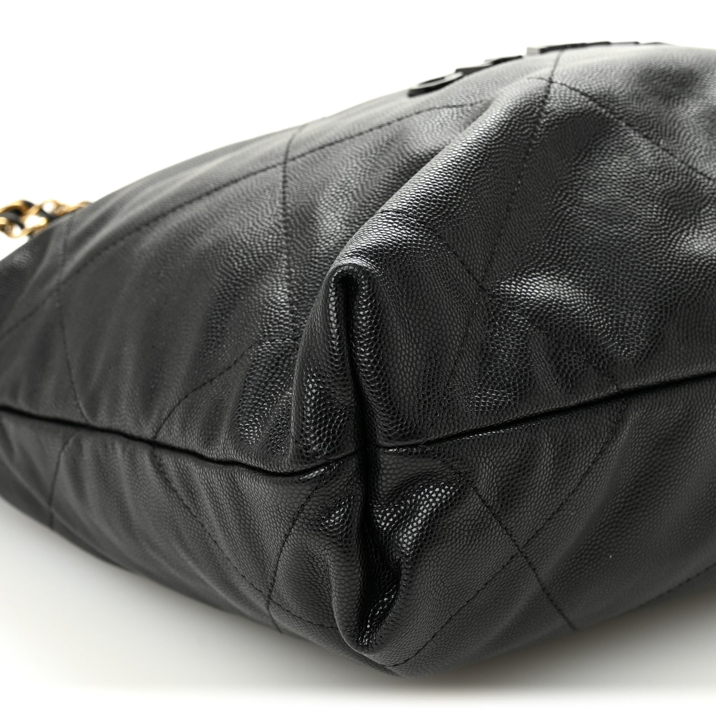 Shiny Caviar Quilted Monochrome Small Chanel 22  Black