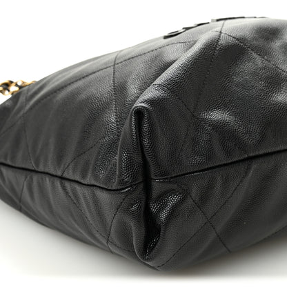 Chanel Shiny Caviar Quilted Monochrome Small Chanel 22  Black 9 of 10