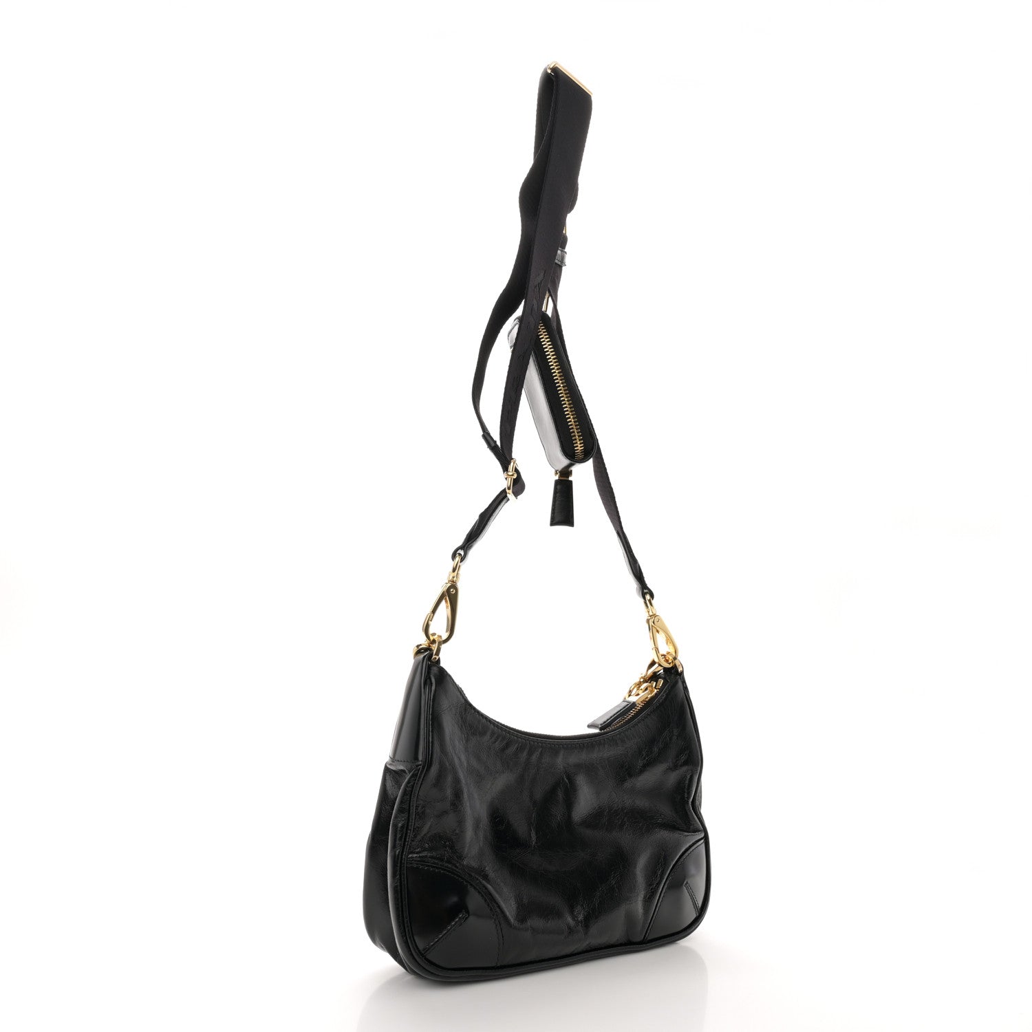Prada Patent Naplak Re-Edition 2005 Shoulder Bag Black 3 of 11