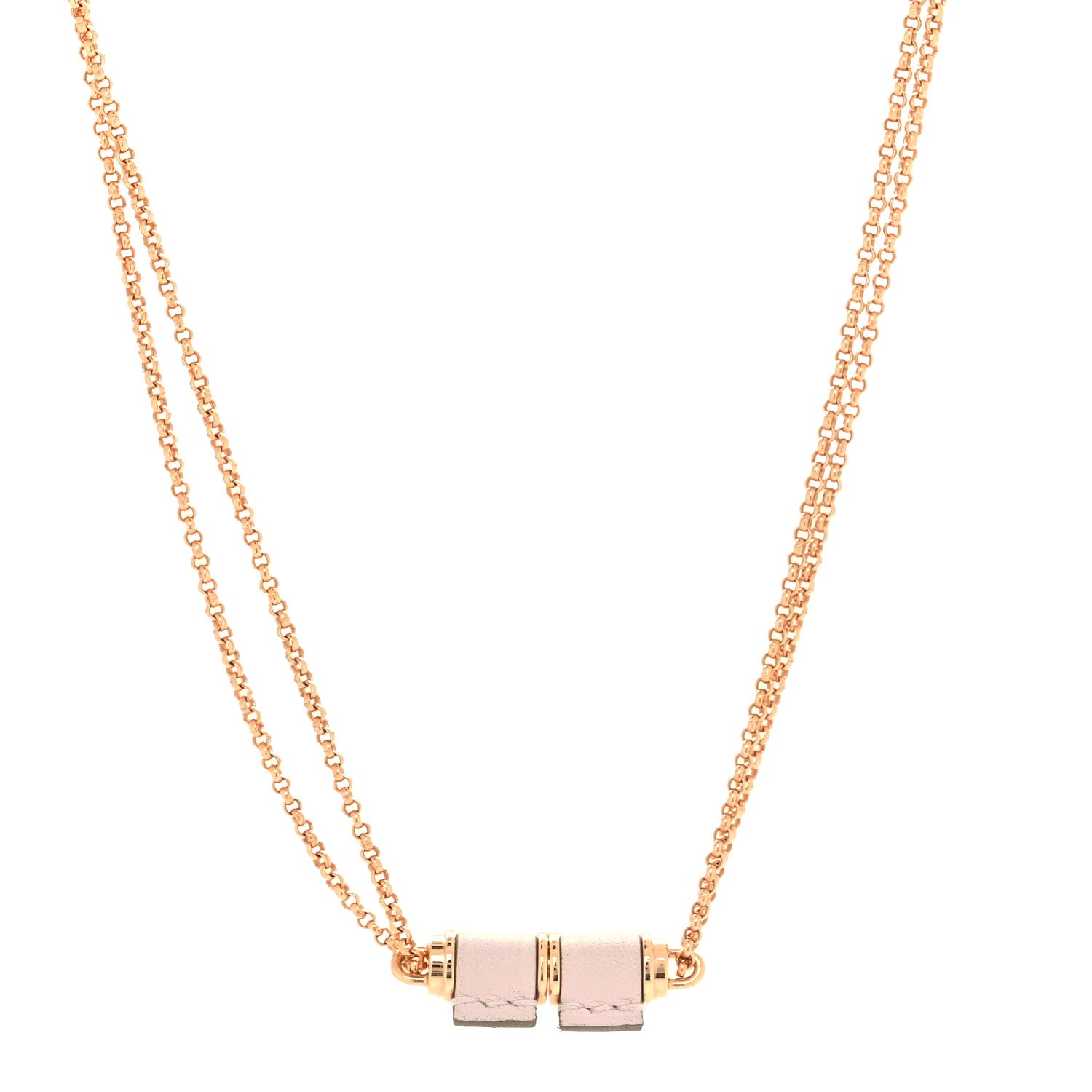 Hermes Swift Rose Gold Charniere Pendant Necklace Mauve Pale 1 of 8
