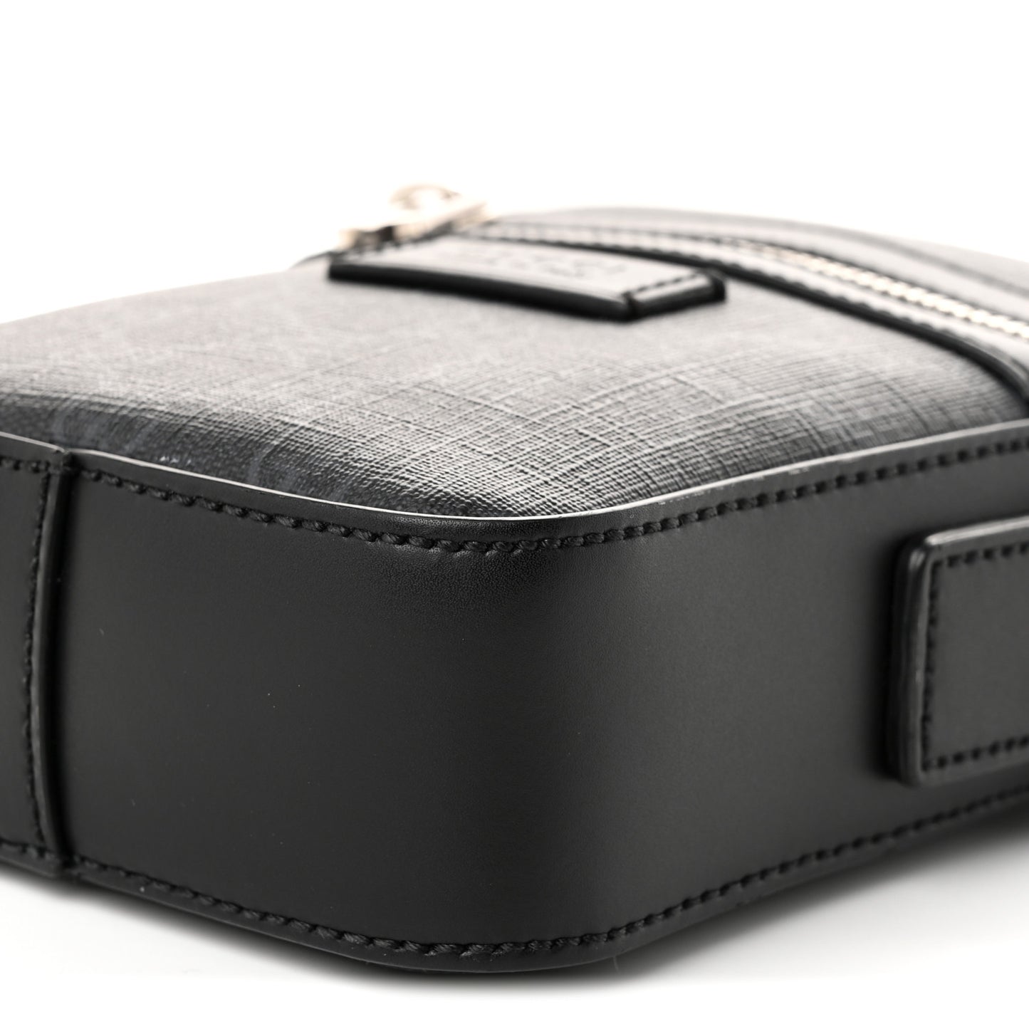 GG Supreme Monogram Appia Calfskin Web Small Camera Messenger Bag Black Grey