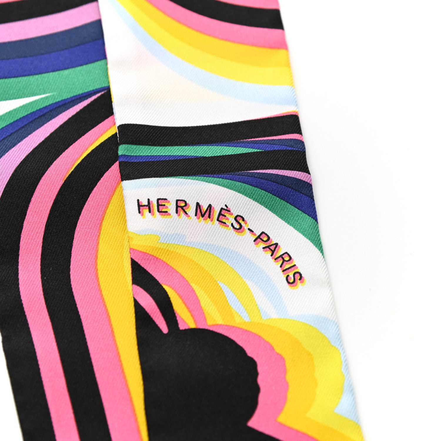 Hermes Silk Brides De Gala Shadow Twilly Black Jaune Multicolor 3 of 5