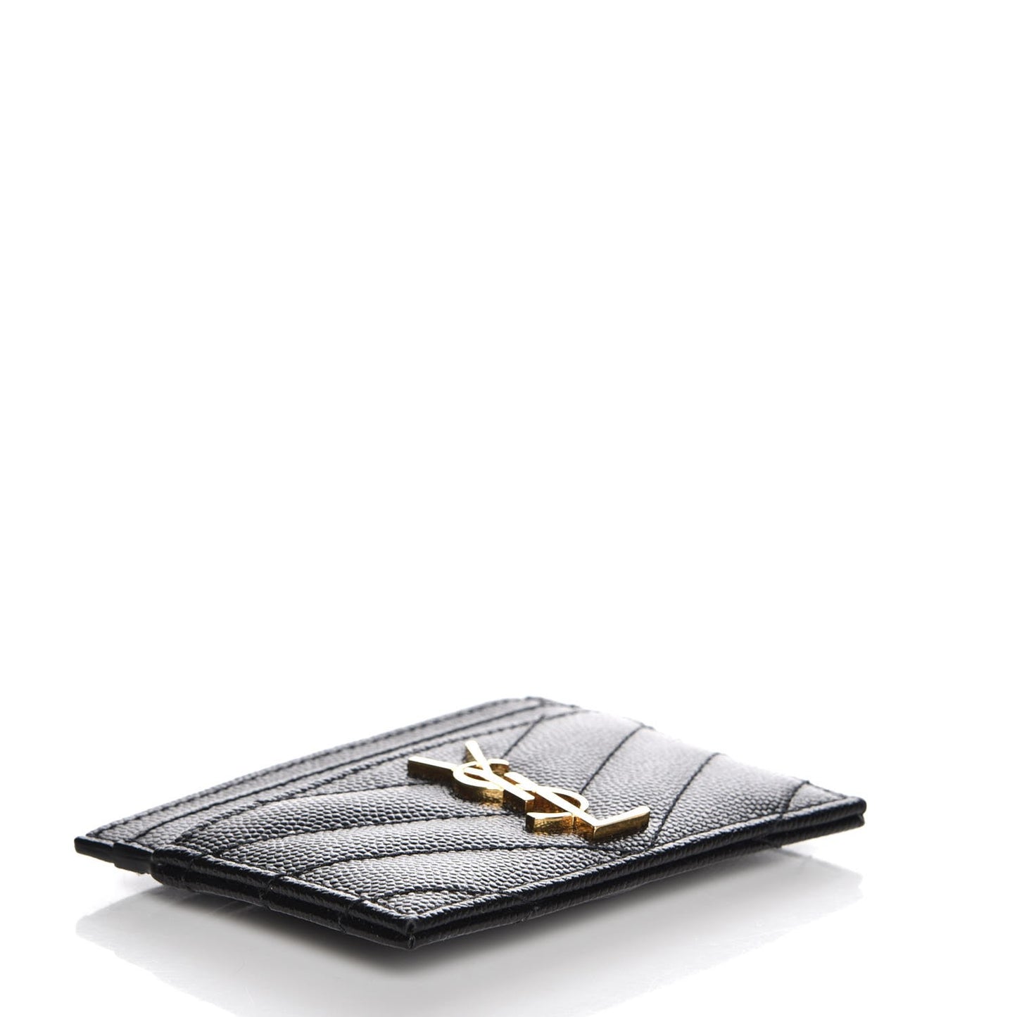 Grain De Poudre Matelasse Chevron Monogram Credit Card Case Black