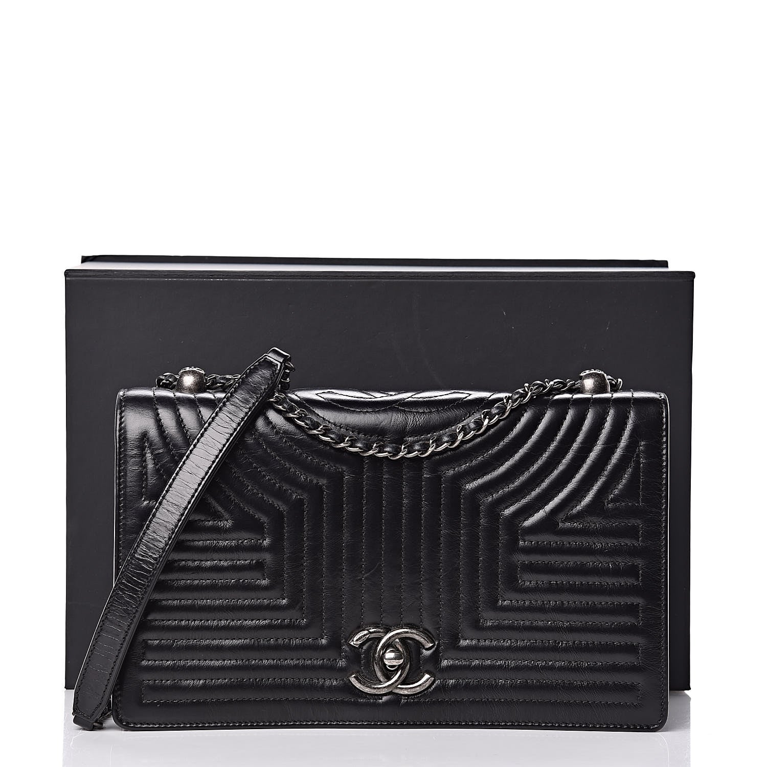 Chanel Glazed Calfskin Quilted Medium Korean Garden Flap Black 12 of 12