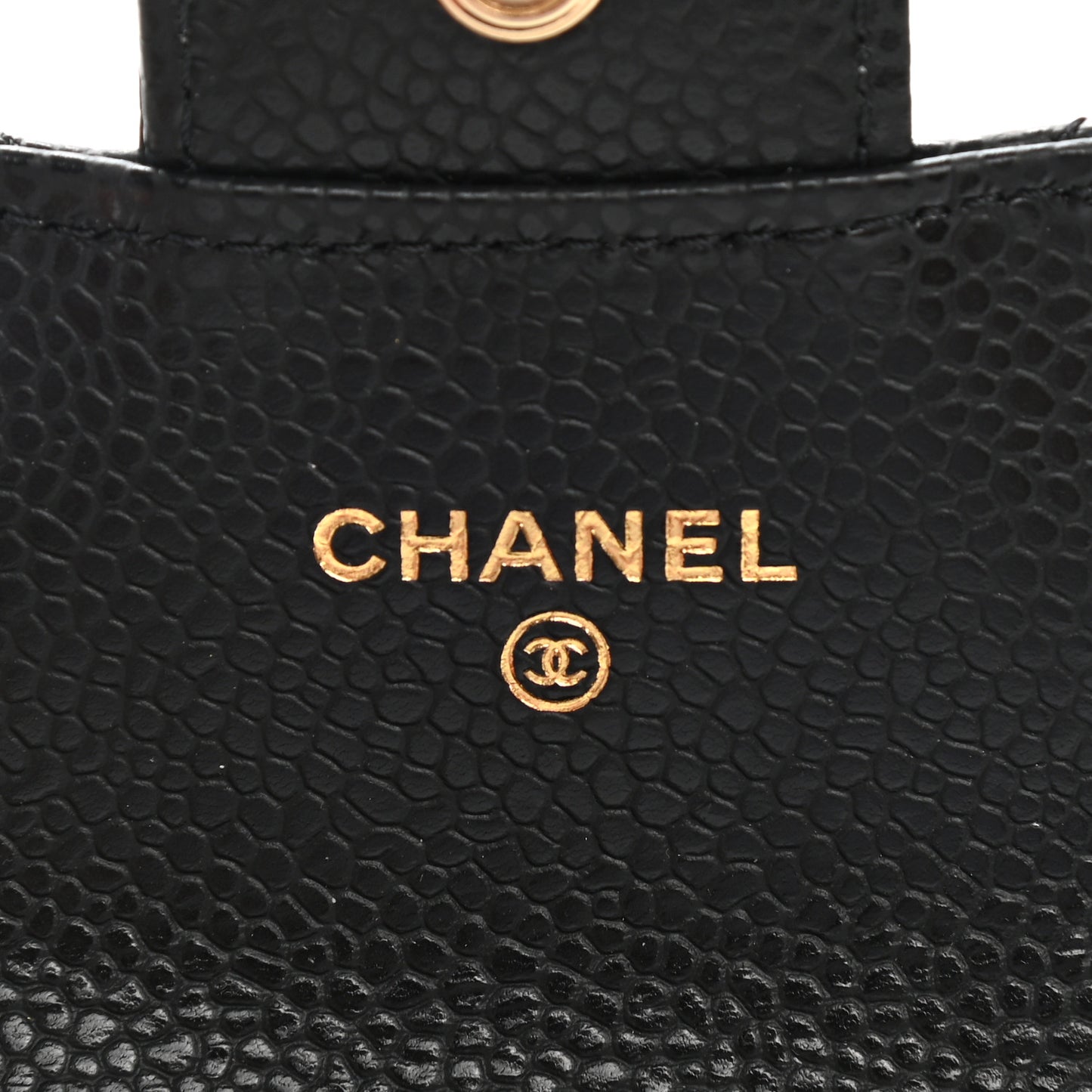 Caviar Quilted Flap Card Holder Wallet Black