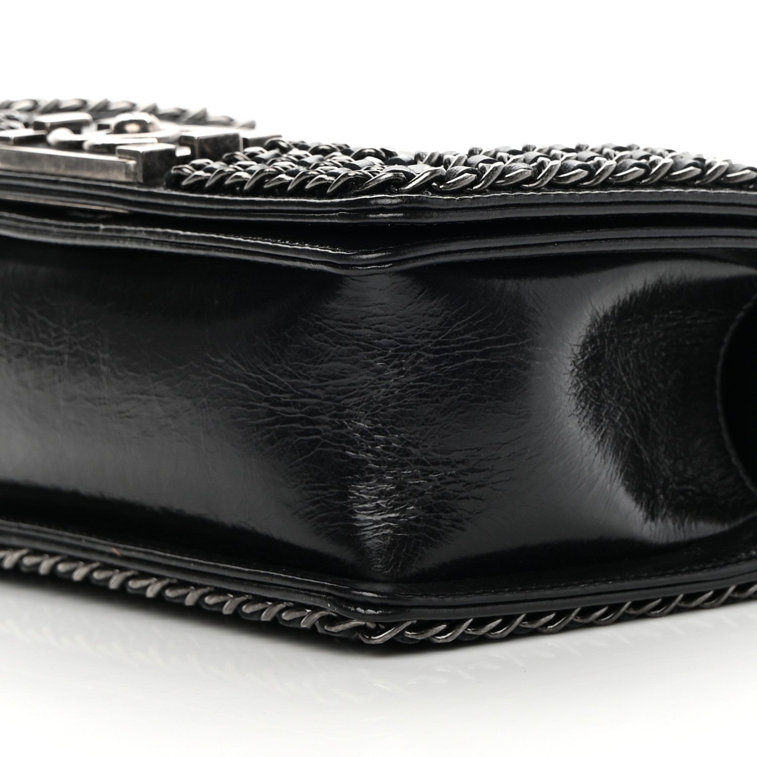 Chanel Glazed Calfskin Quilted Small Boy Chained Flap Black 10 of 11
