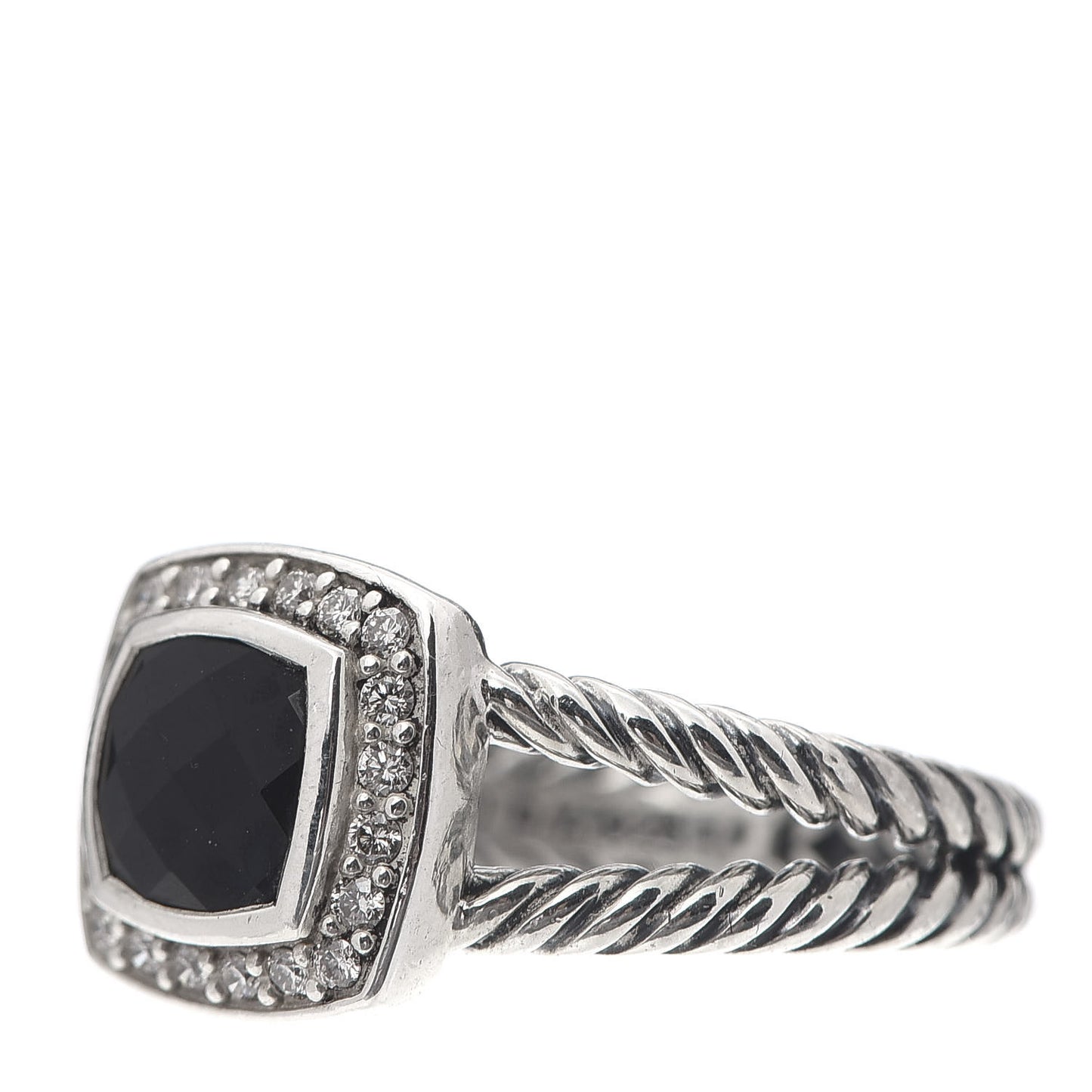 Sterling Silver Diamond Black Onyx 7mm Petite Albion Ring 55 7.25