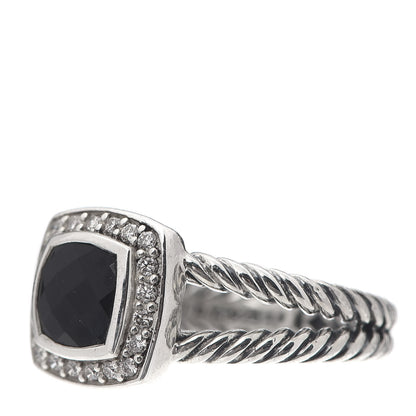 David Yurman Sterling Silver Diamond Black Onyx 7mm Petite Albion Ring 55 7.25 3 of 6