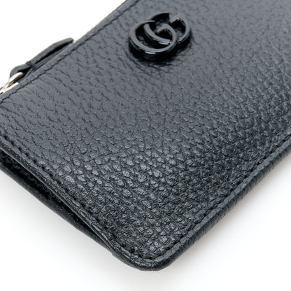 Gucci Dollar Calfskin Enamel Monochrome GG Marmont Key Case Card Holder Black 8 of 10