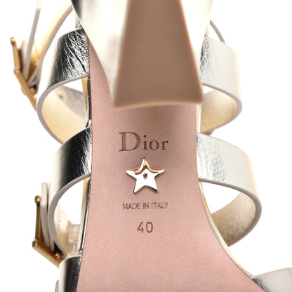 Christian Dior Laminated Calfskin Double D 70mm Sandals 40 Pale Gold 6 of 10