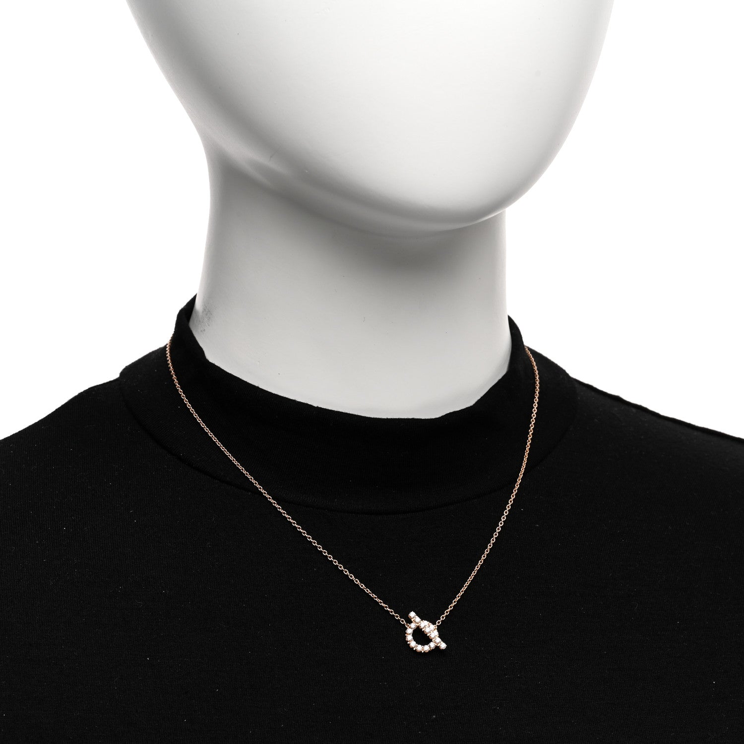 Hermes 18K Rose Gold Diamond Finesse Pendant Necklace 2 of 6