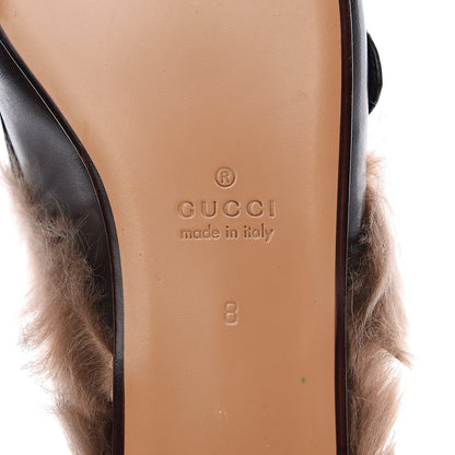 Gucci Goatskin Fur Web GG Mens Princetown Slippers 8 Cocoa 6 of 9