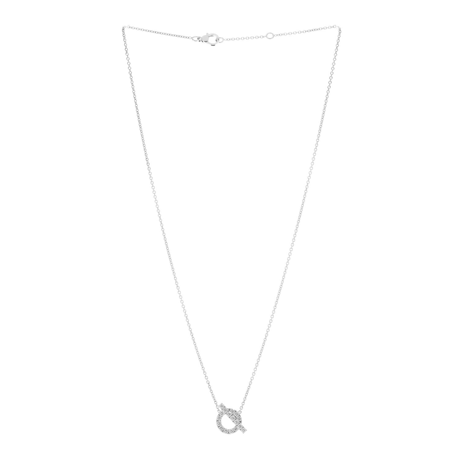 Hermes 18K White Gold Diamond Finesse Pendant Necklace 3 of 5