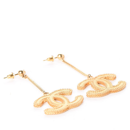 Chanel CC Drop Earrings Matte Gold 3 of 6