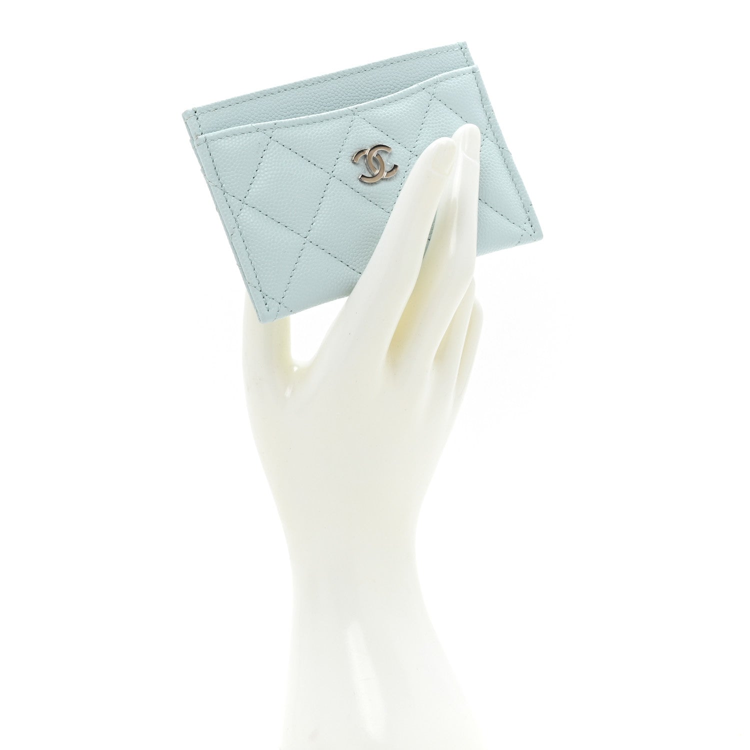Chanel Caviar Quilted Card Holder Light Blue 2 of 11