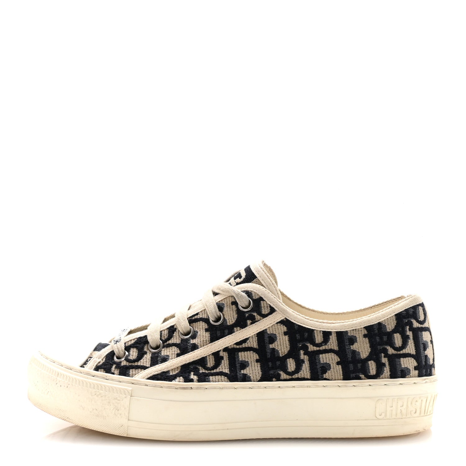 Christian Dior Canvas Oblique Walk'N'Dior Low Top Sneakers 36.5 Deep Blue 1 of 10