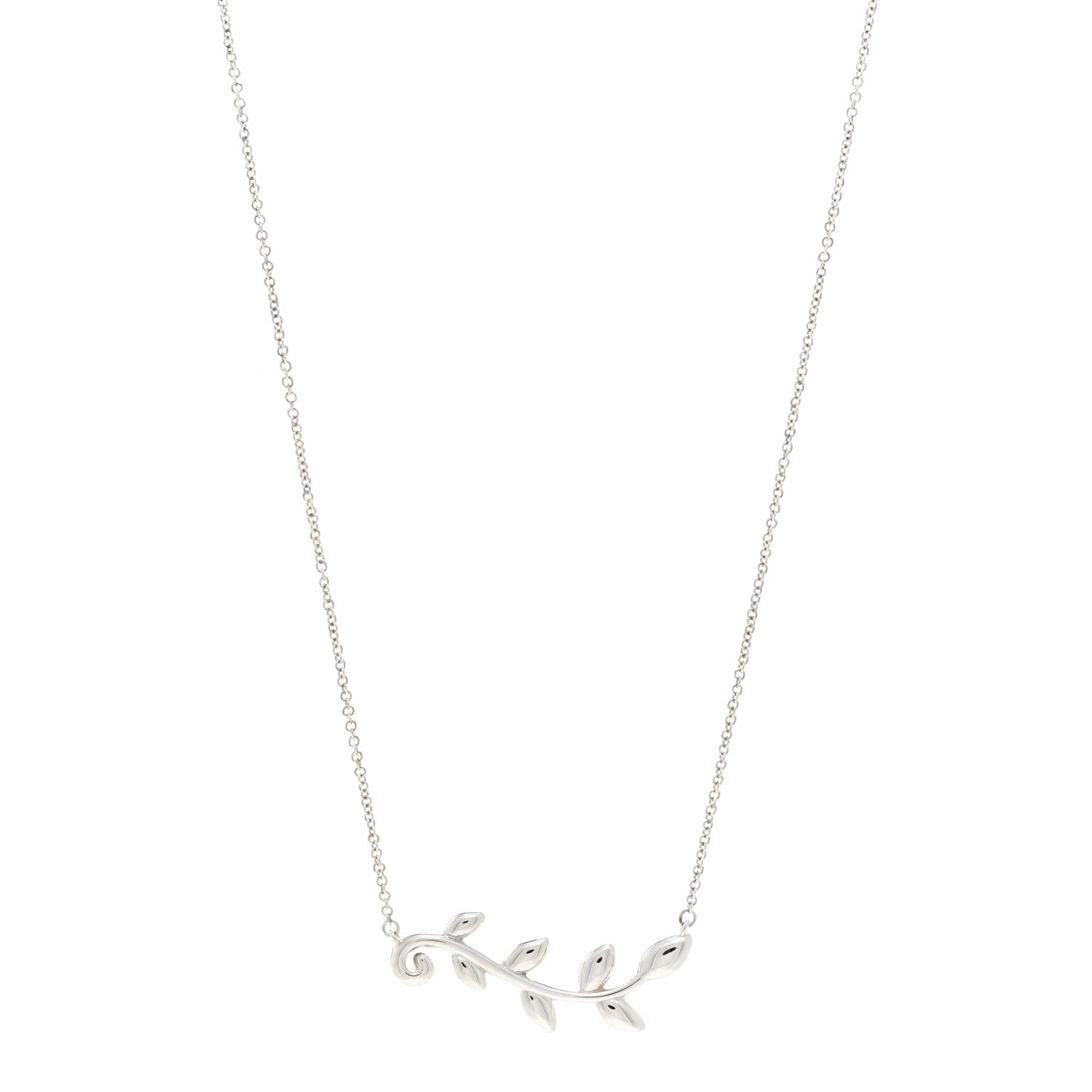 Tiffany Sterling Silver Paloma Picasso Olive Leaf Vine Pendant Necklace 1 of 4