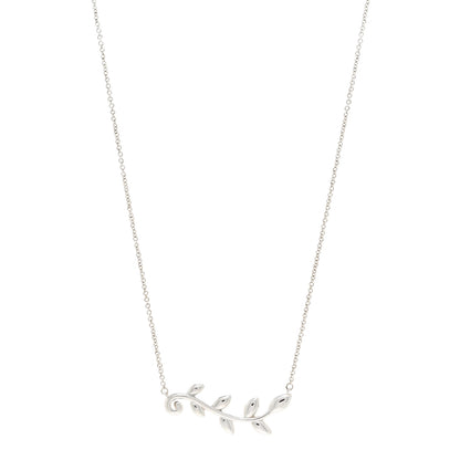 Tiffany Sterling Silver Paloma Picasso Olive Leaf Vine Pendant Necklace 1 of 4