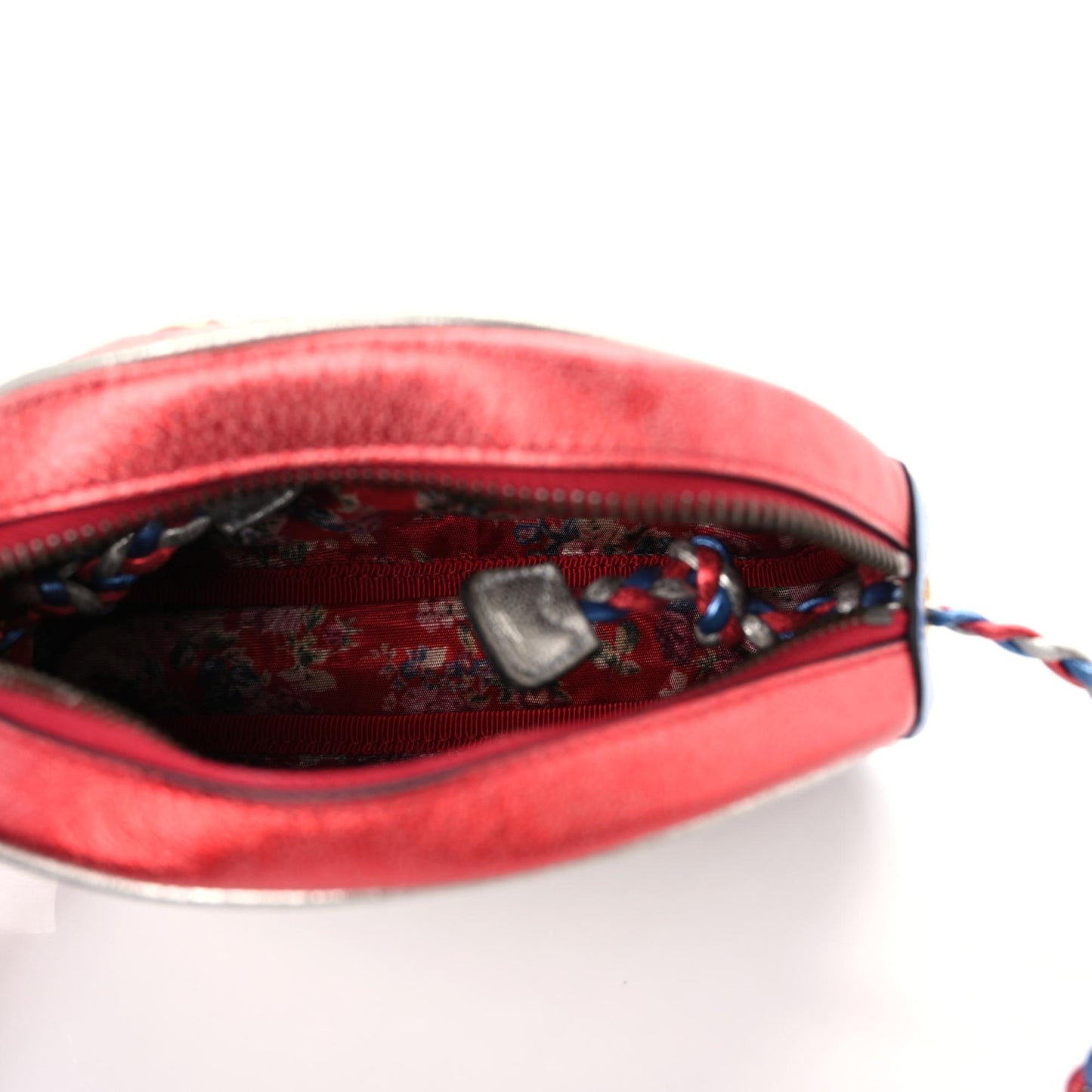 Laminated Nappa Trapuntata Mini Zumi Dome Shoulder Bag Rosso Marine Argento