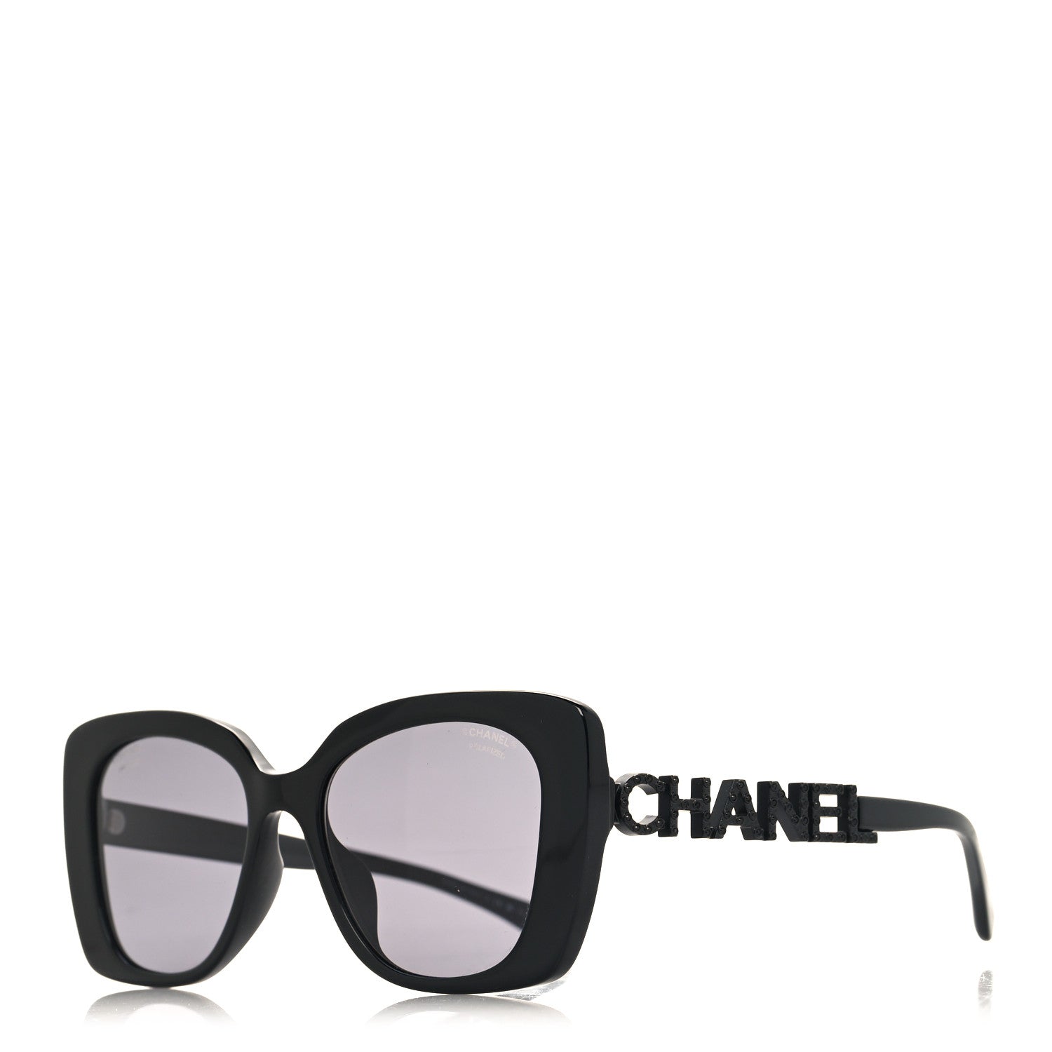 Chanel Acetate Strass Polarized Square Sunglasses 5422-B Black 1 of 8
