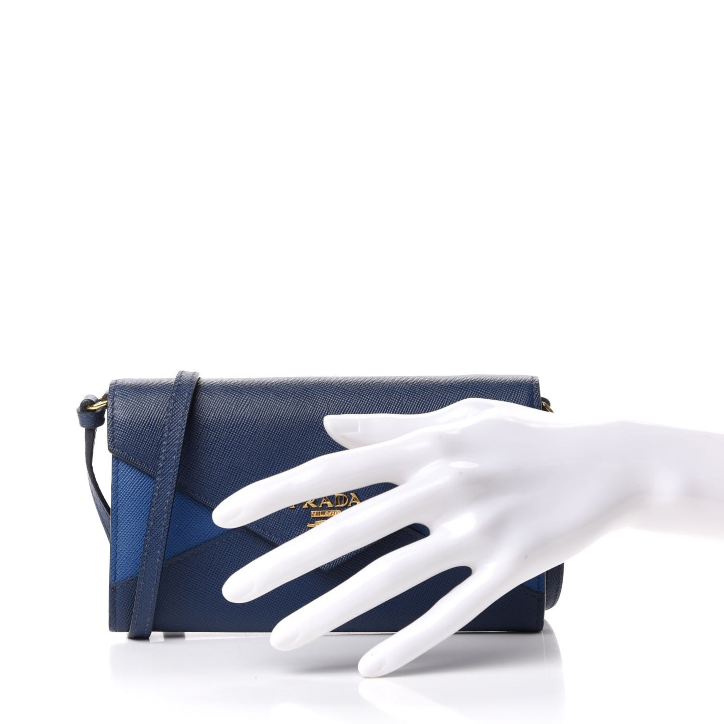 Saffiano Envelope Crossbody Wallet Bluette Azzurro