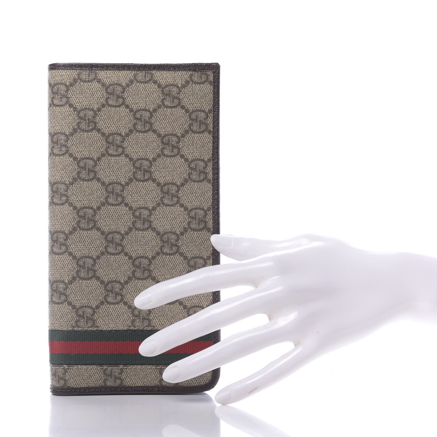 Gucci GG Supreme Monogram Web Zip Around Wallet Brown 4 of 10